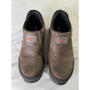 Merrell Work Safety Toe Slip On Shoes Mens 8.5 Leather EH SR ASTM Brown